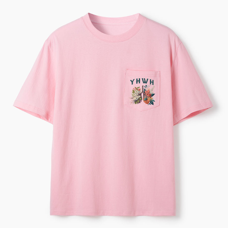 YHWH Floral Nature Lung Christian Unisex Pocket T-Shirt