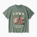 YHWH Floral Nature Lung Christian Washed V-Neck T-Shirt