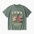 YHWH Floral Nature Lung Christian Washed V-Neck T-Shirt