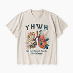 YHWH Floral Nature Lung Christian Washed V-Neck T-Shirt