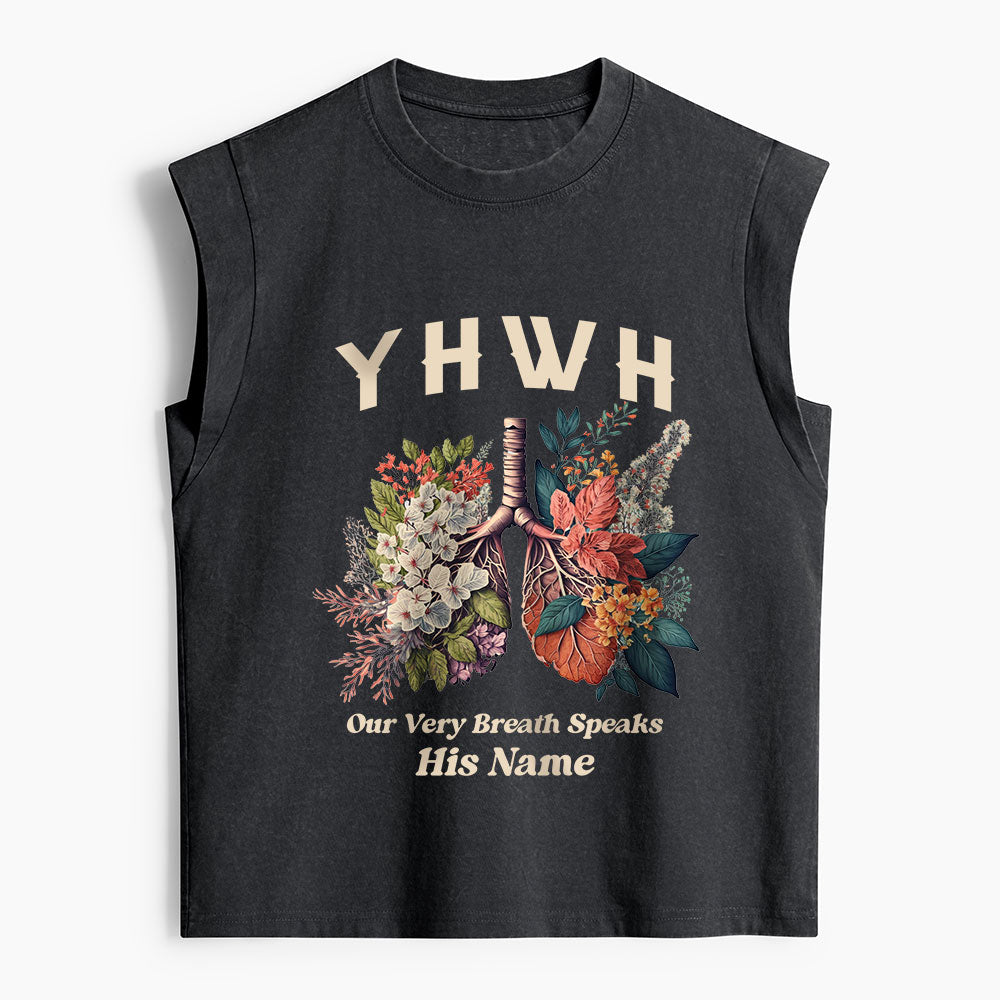 YHWH Floral Nature Lung Christian Women's Washed Tank Top