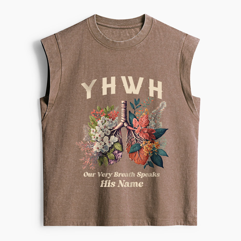 YHWH Floral Nature Lung Christian Women's Washed Tank Top