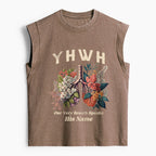 YHWH Floral Nature Lung Christian Women's Washed Tank Top
