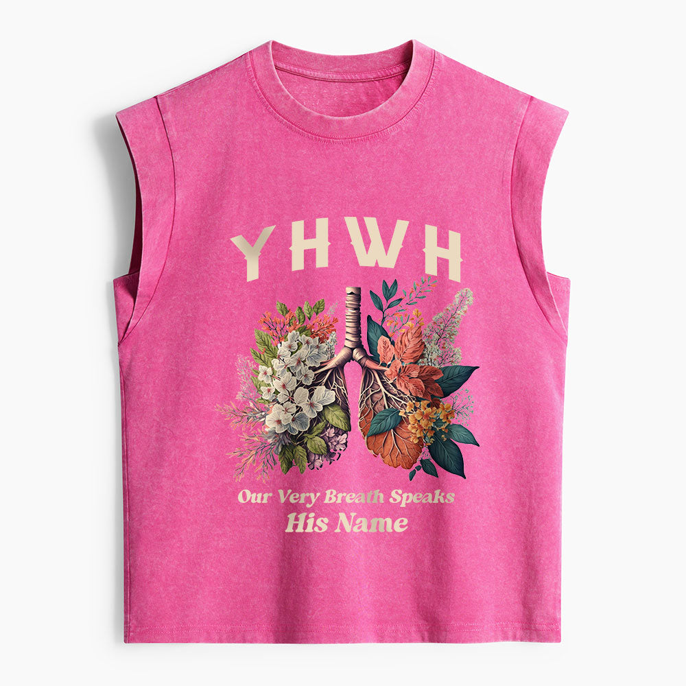 YHWH Floral Nature Lung Christian Women's Washed Tank Top