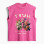 YHWH Floral Nature Lung Christian Women's Washed Tank Top