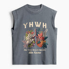 YHWH Floral Nature Lung Christian Women's Washed Tank Top