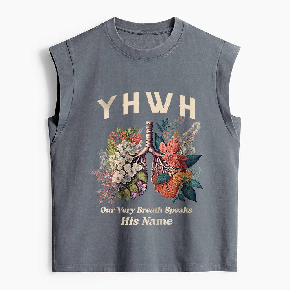 YHWH Floral Nature Lung Christian Women's Washed Tank Top