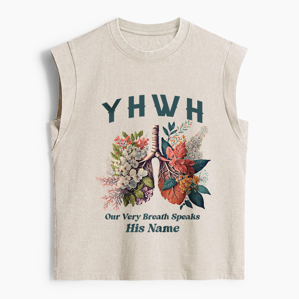 YHWH Floral Nature Lung Christian Women's Washed Tank Top