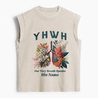 YHWH Floral Nature Lung Christian Women's Washed Tank Top