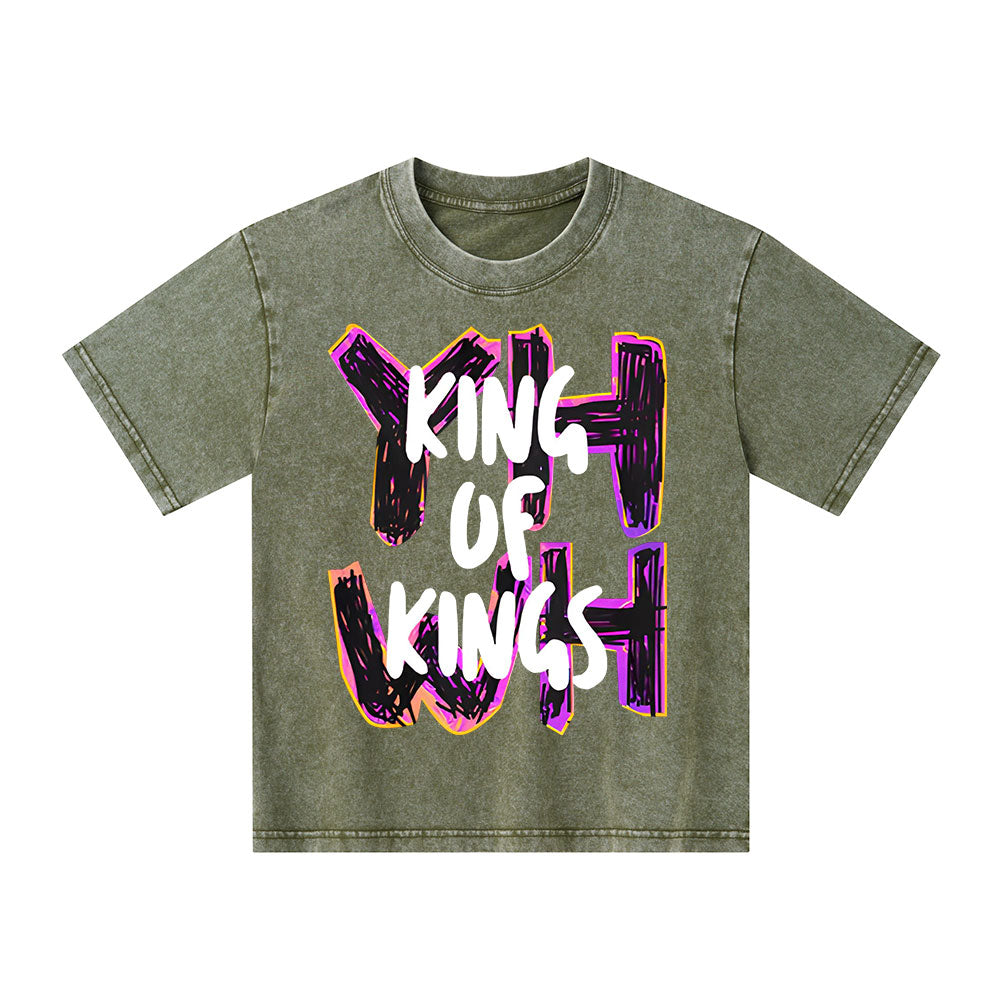 YHWH King Of Kings Christian Kid Washed T-Shirt