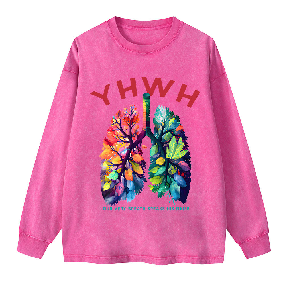 YHWH Leaf Washed Long Sleeve T-Shirt