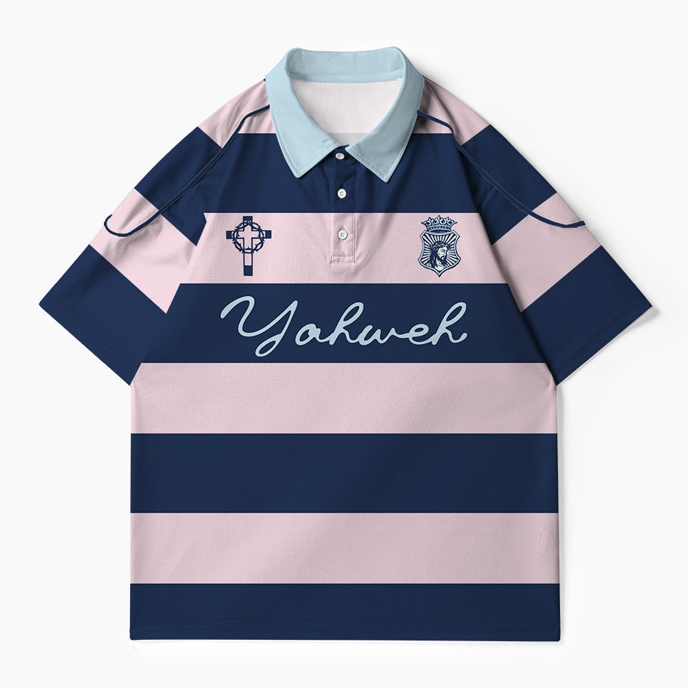 Yahweh Stripes Christian Buttoned Polo Jersey