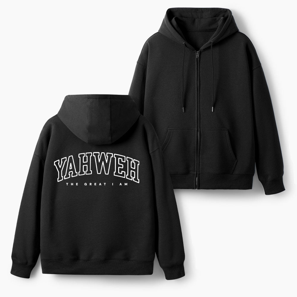 Yahweh The Great I Am Christian Fleece-Lined Full-Zip Hoodie