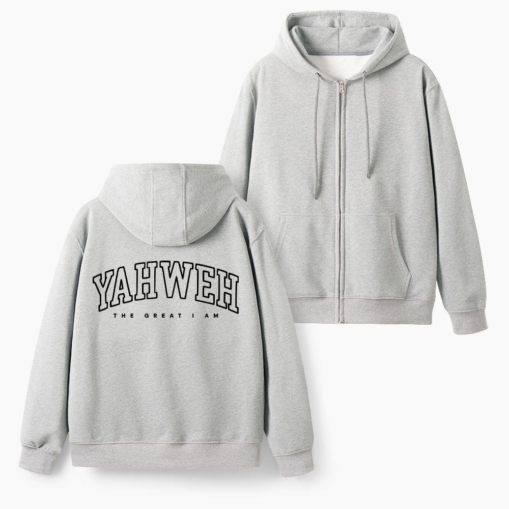 Yahweh The Great I Am Christian Fleece-Lined Full-Zip Hoodie