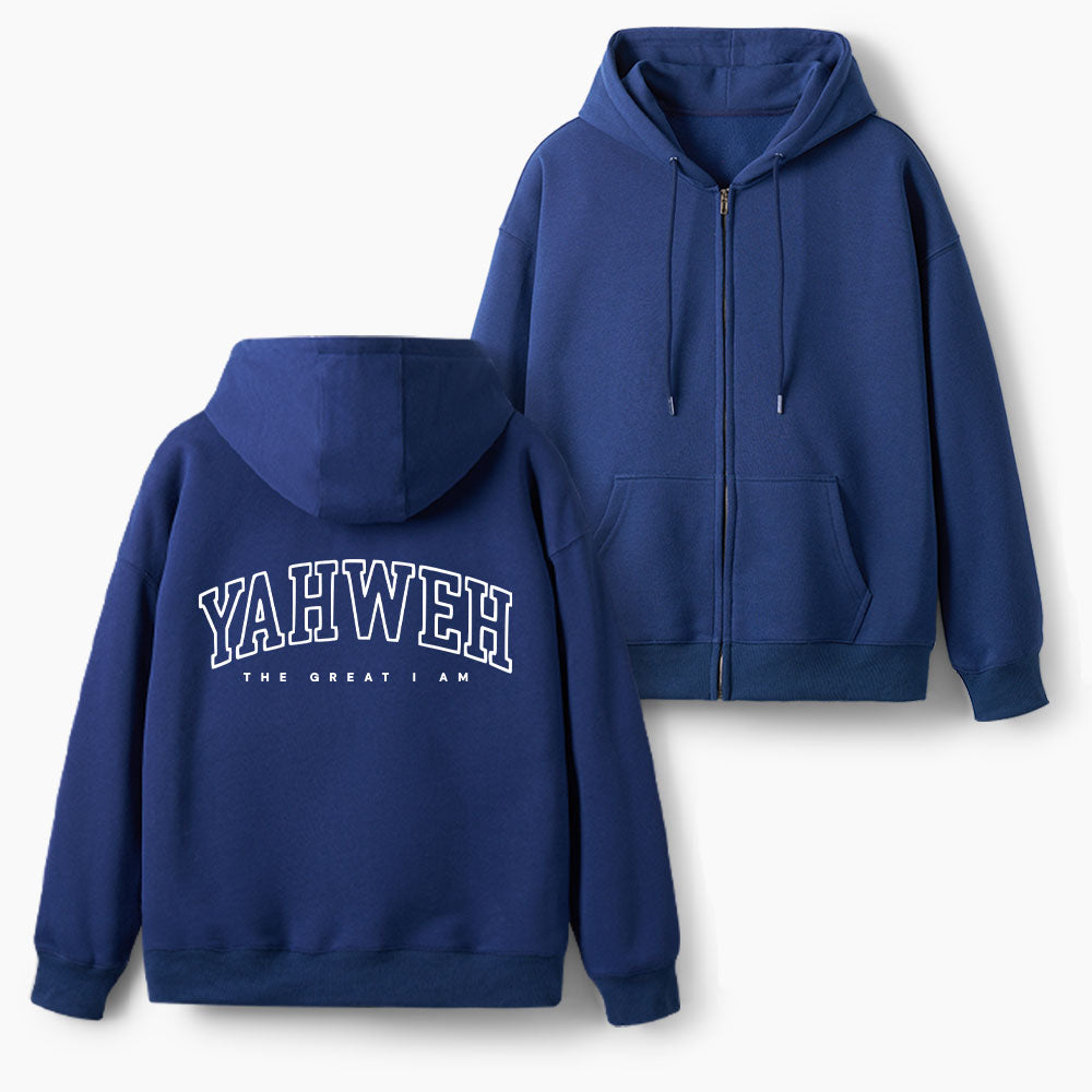 Yahweh The Great I Am Christian Fleece-Lined Full-Zip Hoodie