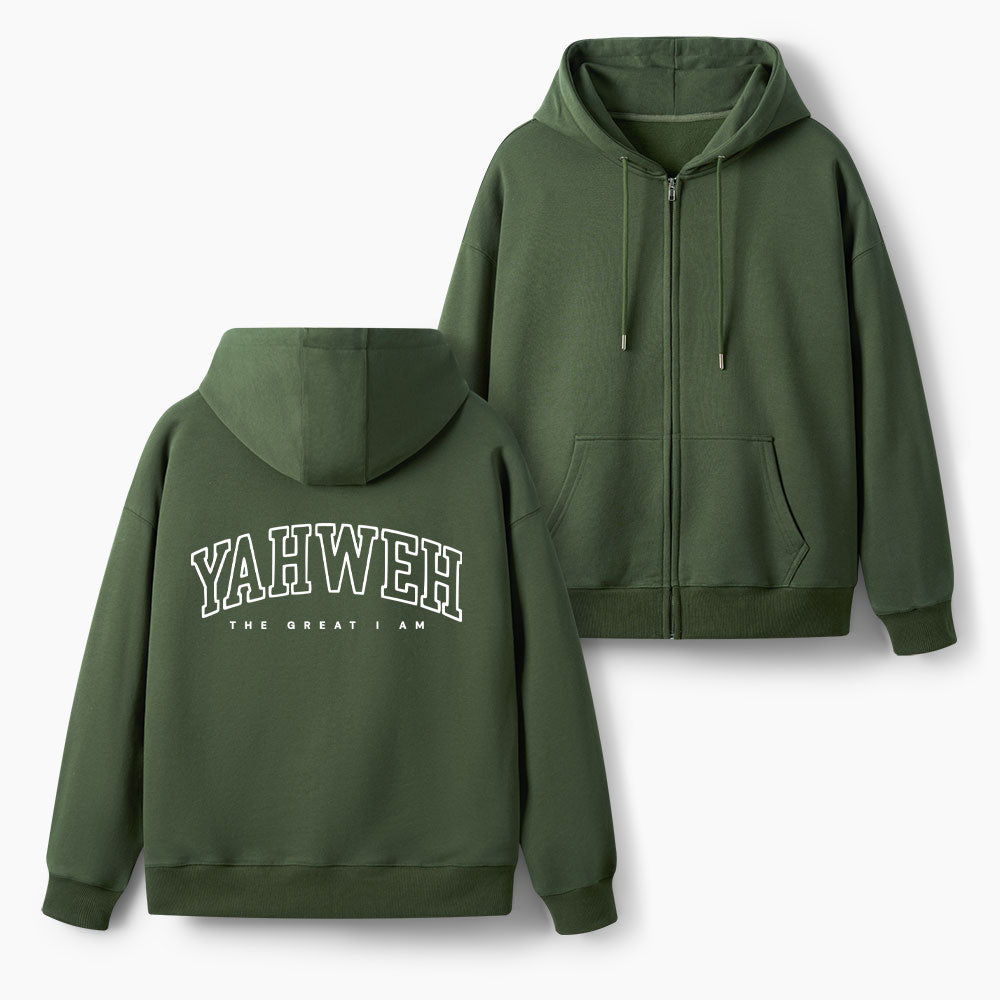 Yahweh The Great I Am Christian Fleece-Lined Full-Zip Hoodie
