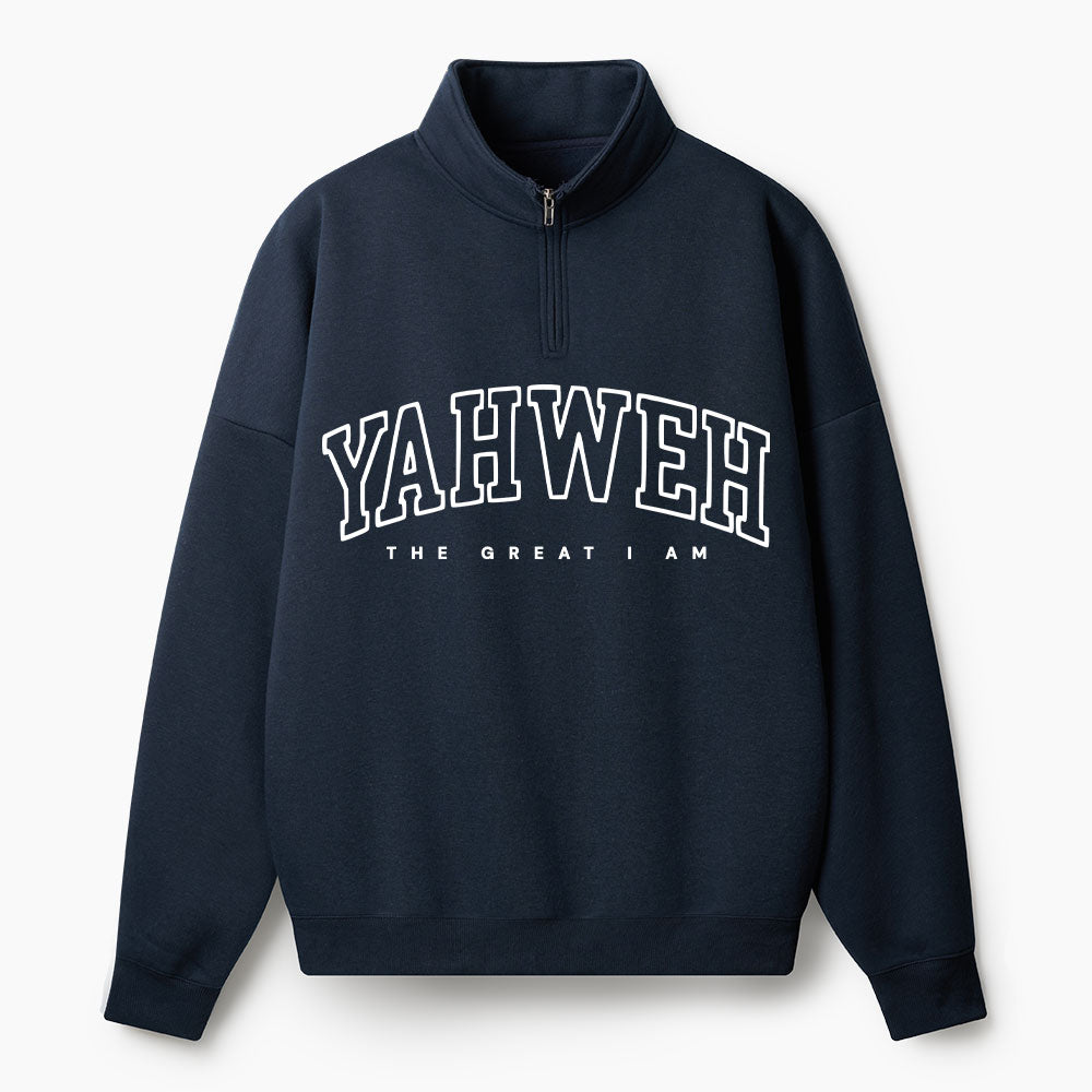 Yahweh The Great I Am Christian Half Zip Fleece Sweatshirt