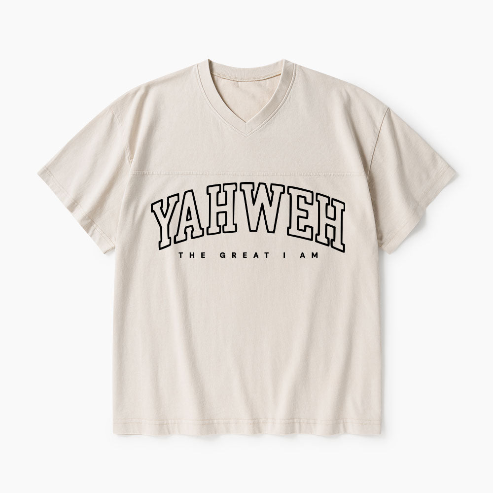 Yahweh The Great I Am Christian Washed V-Neck T-Shirt