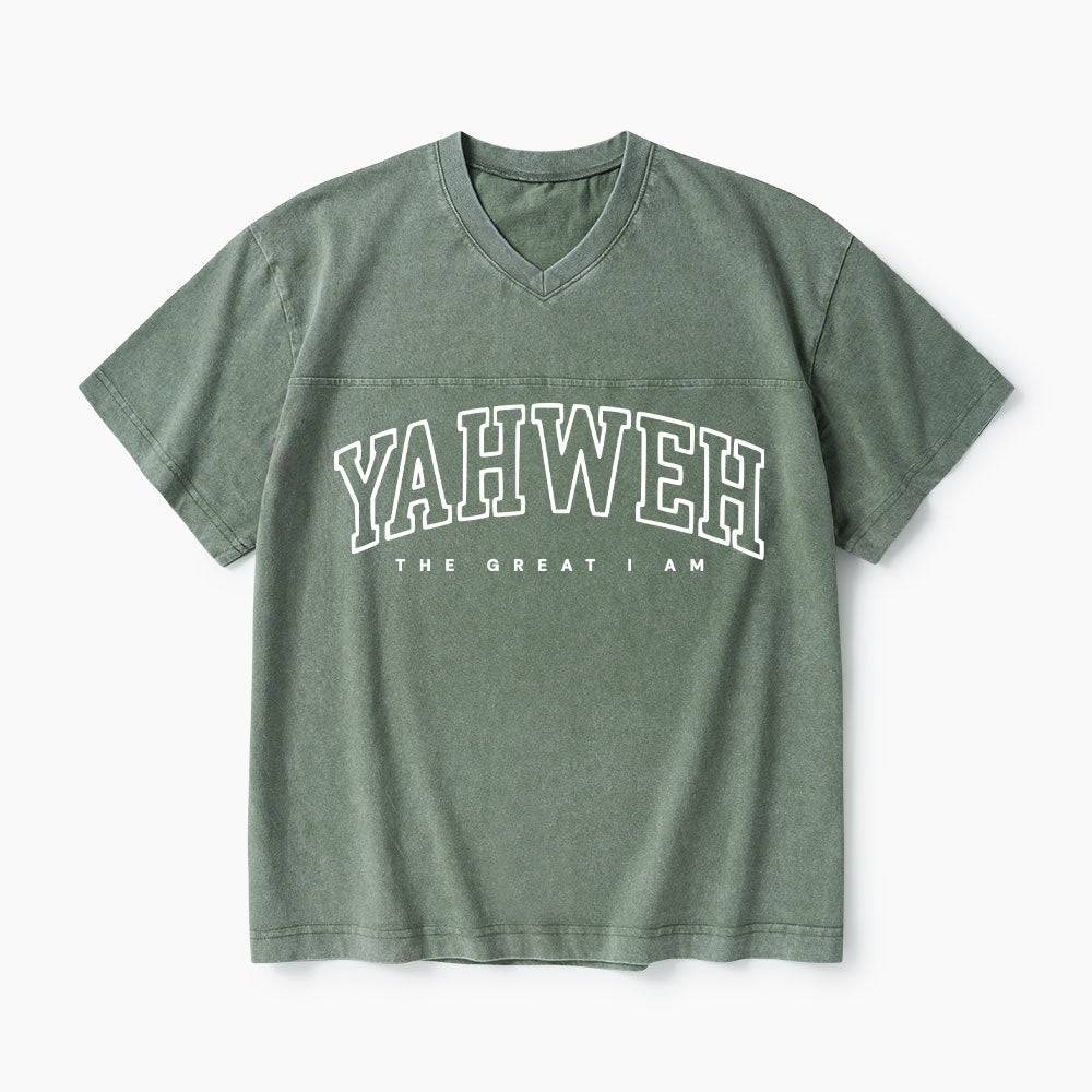 Yahweh The Great I Am Christian Washed V-Neck T-Shirt