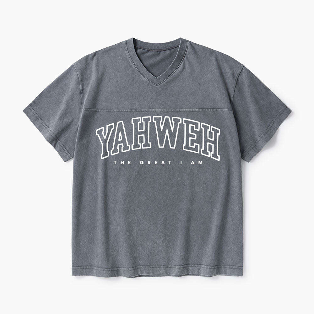 Yahweh The Great I Am Christian Washed V-Neck T-Shirt