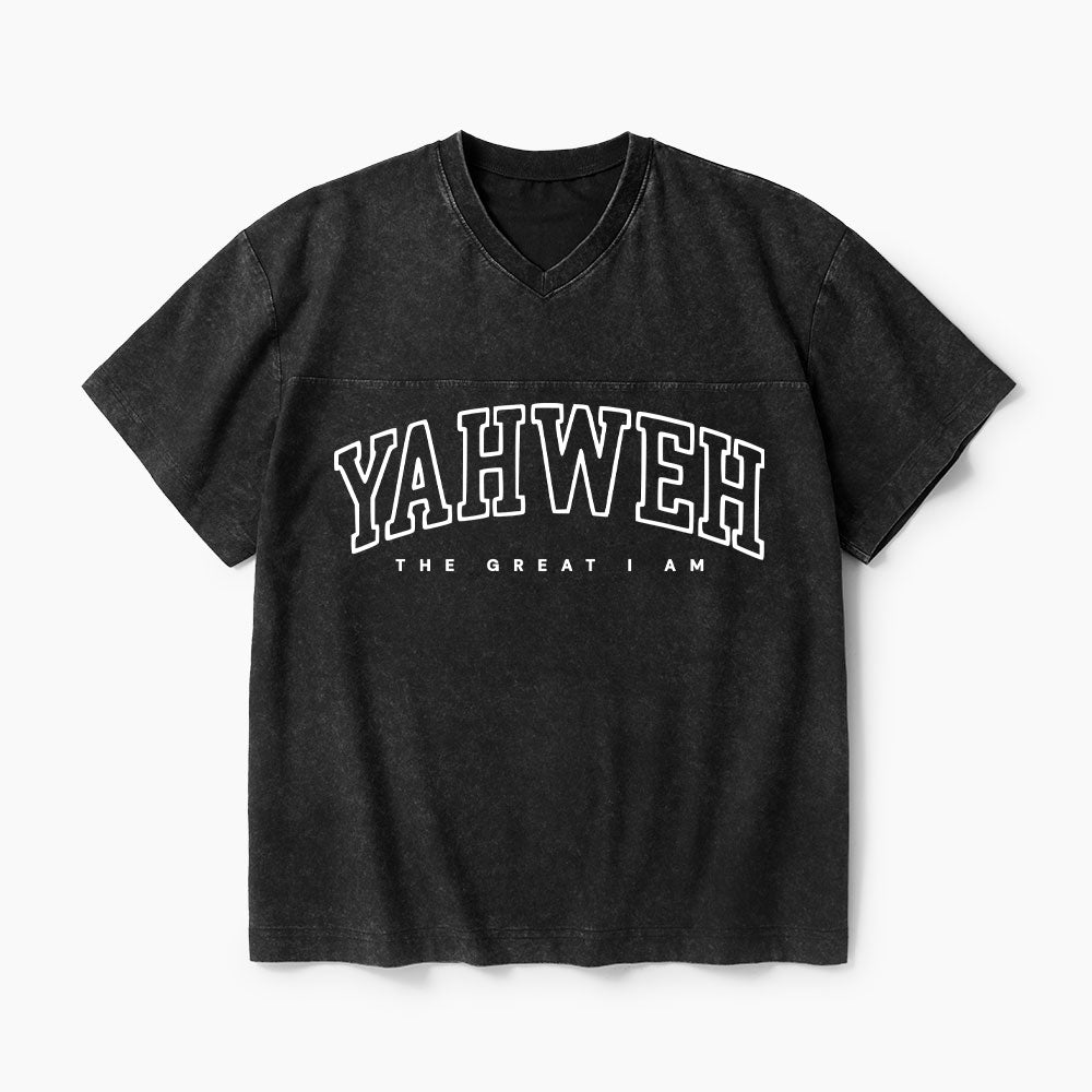 Yahweh The Great I Am Christian Washed V-Neck T-Shirt