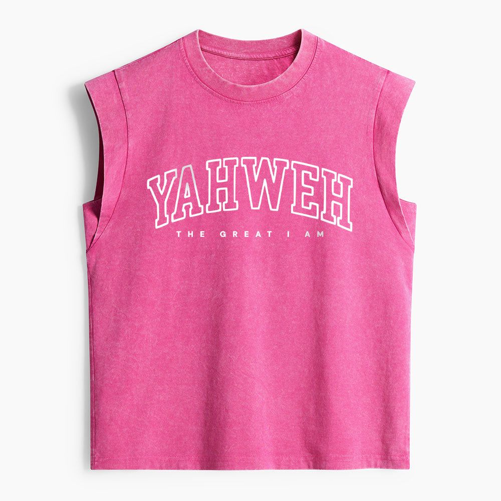 Yahweh The Great I Am Christian Women's Washed Tank Top