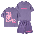 You Are So Loved Christian Washed T-Shirt & Shorts
