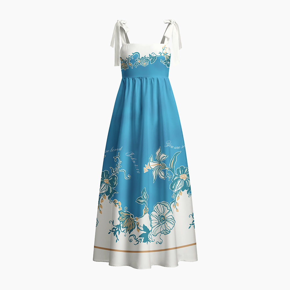 You Are So Loved The World Chrisitan Tie Shoulder Maxi Dress