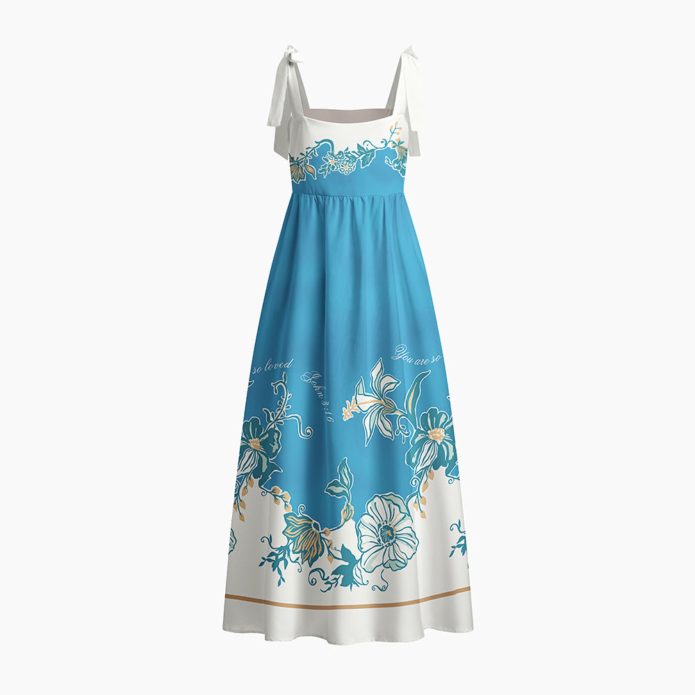 You Are So Loved The World Chrisitan Tie Shoulder Maxi Dress