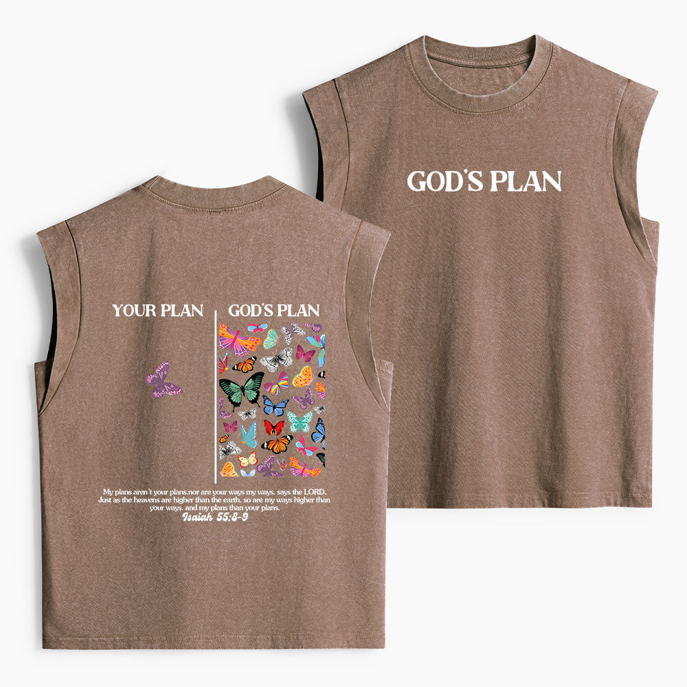 Your Plan And God's Plan Christian Women's Washed Tank Top