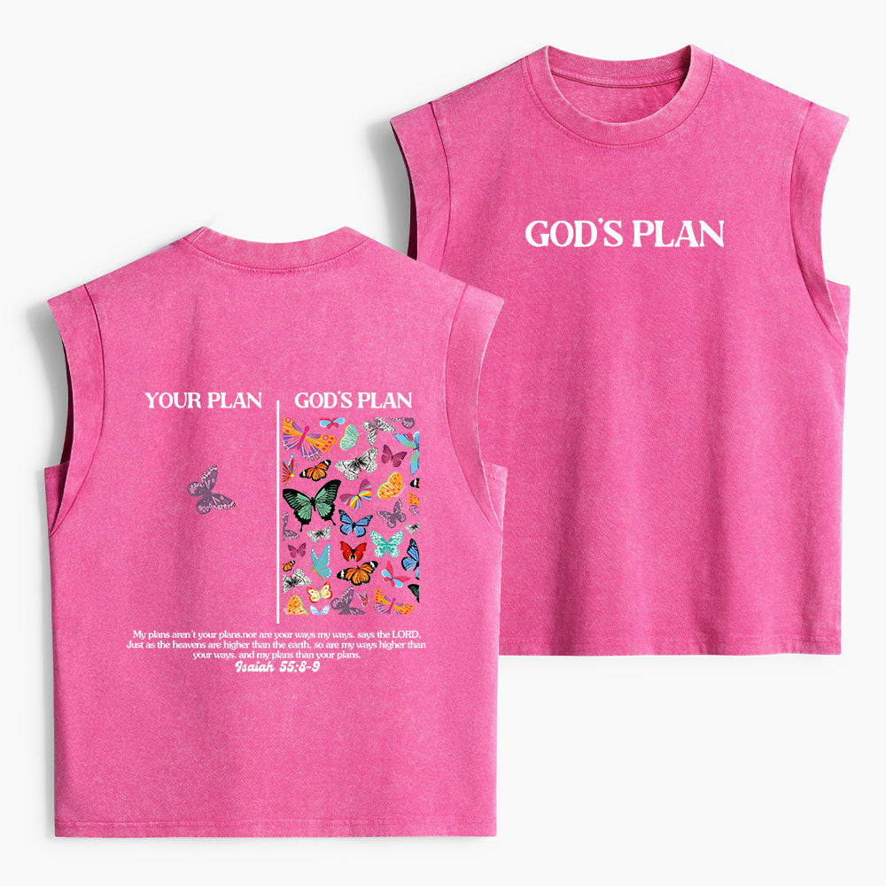 Your Plan And God's Plan Christian Women's Washed Tank Top