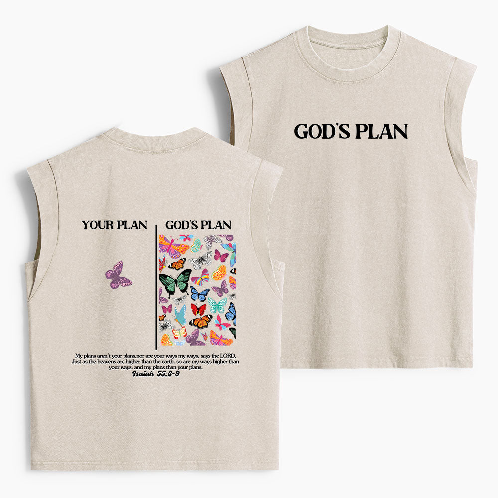 Your Plan And God's Plan Christian Women's Washed Tank Top