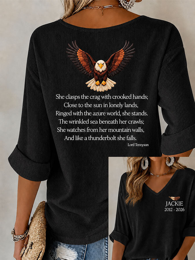 V-Neck Retro Forever Free Jackie Print T-Shirt