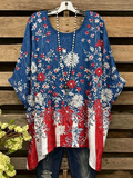 Women's floral art printed casual T-shirt