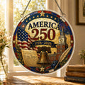 America 250 Acrylic Puzzle Ornament â€?1776â€?026 Patriotic Hanging Decoration with Eagle, Liberty Bell & Floral Independence Design