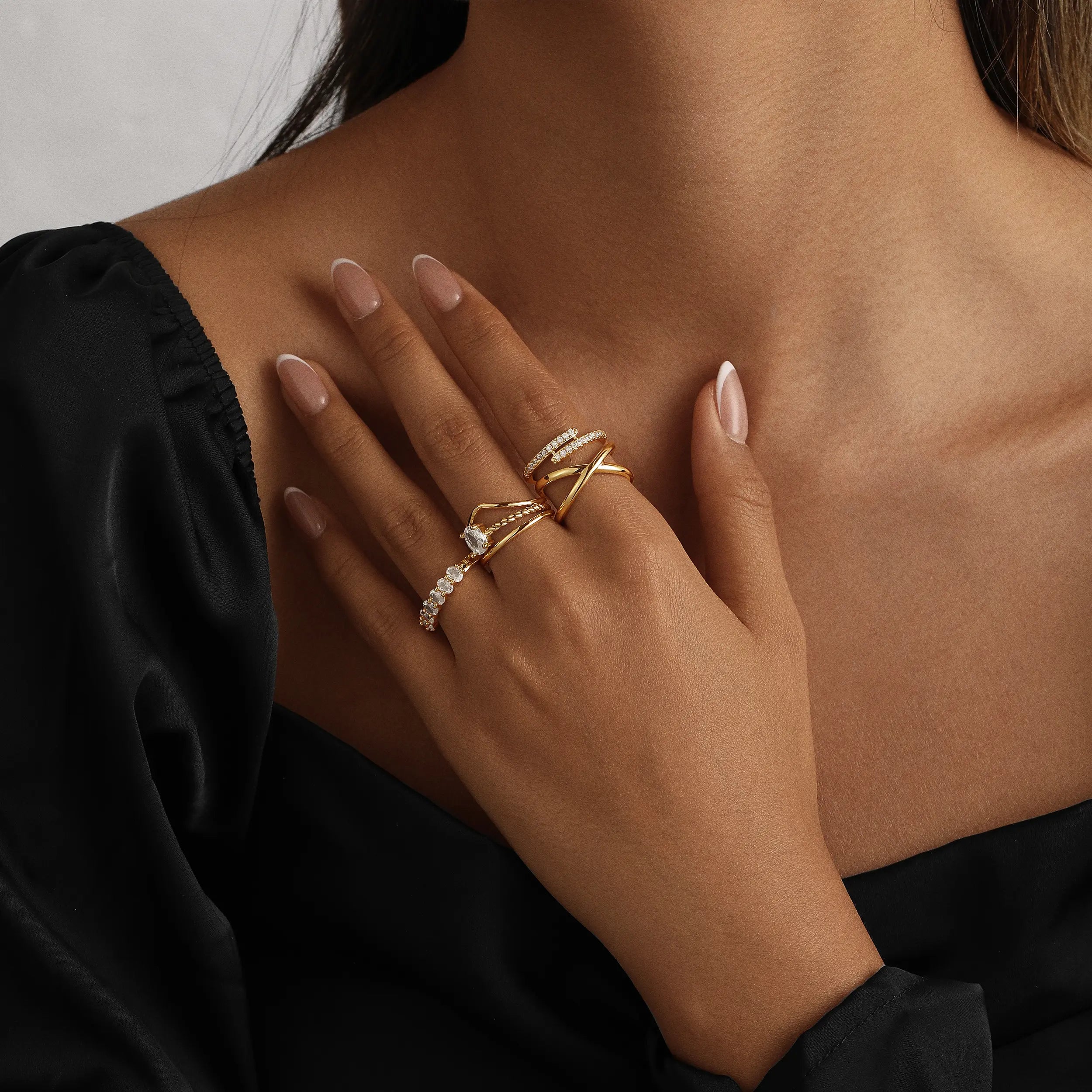 Pancert Gold-Tone 12-Piece Ring Set for Women - Versatile Jewelry