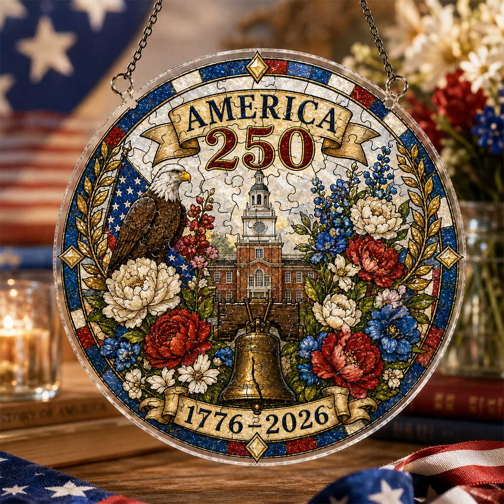 America 250 Acrylic Puzzle Hanging Ornament â€?1776â€?026 Patriotic Suncatcher Decor