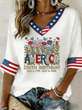Women'S 250Th Anniversary USA V-Neck T-Shirt