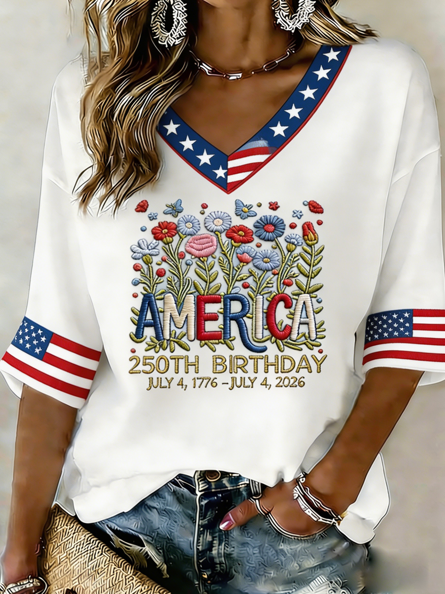 Women'S 250Th Anniversary USA V-Neck T-Shirt