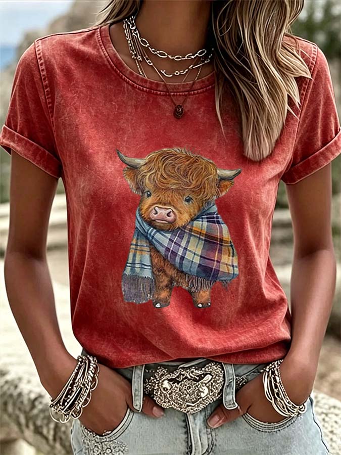 Women'S Western Cartoon Animation Printed T-Shirt