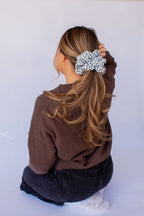 Grey Checkered Jumbo Scrunchie