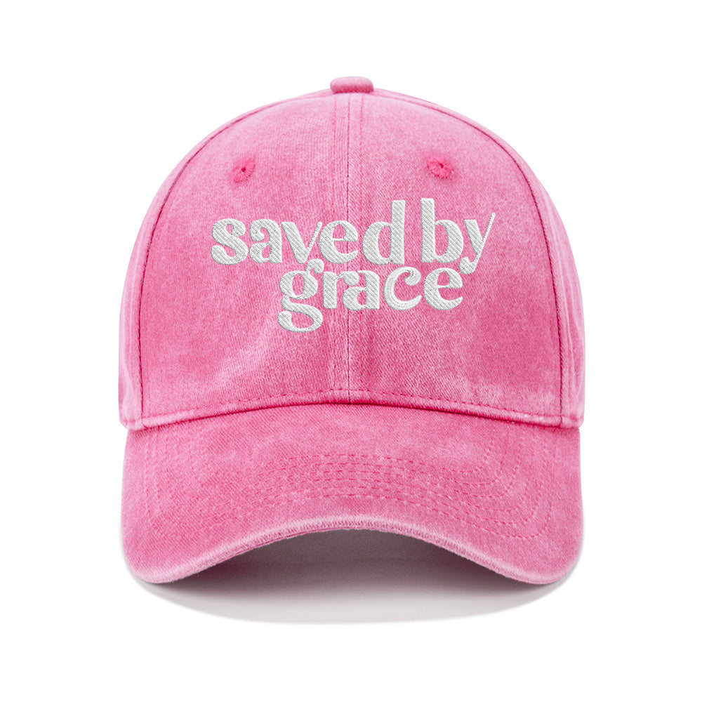 Save By Grace Christian Washed Hat