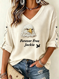 Women's Jackie The Eagle Print V Neck Top