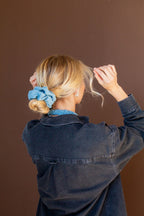 Baby Blue Jean Oversized Scrunchie