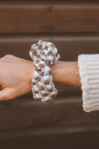 Brown Checkered Oversized Scrunchie