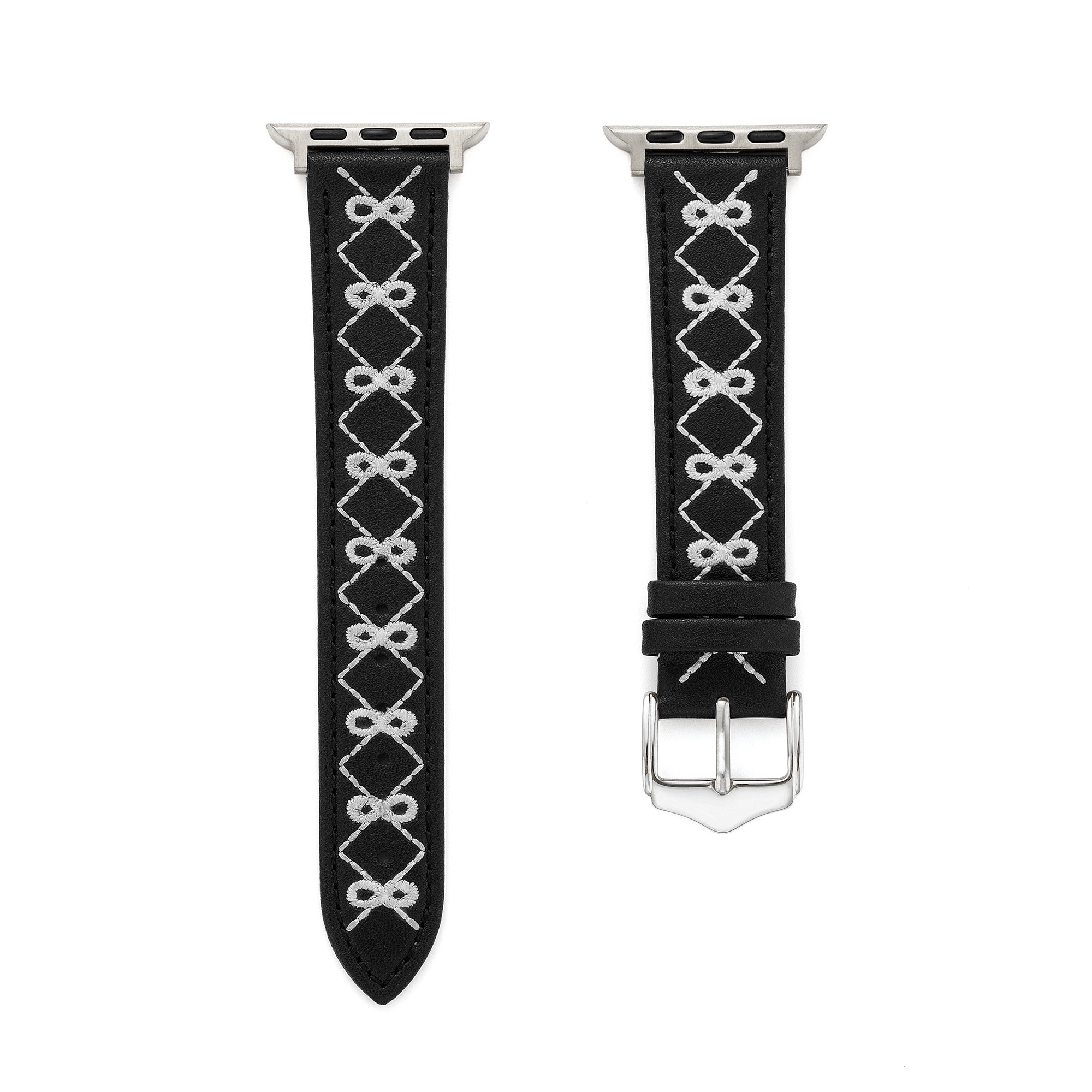 Embroidered Bow Leather Watch Band for Apple Watch