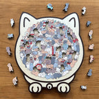 Morandi-Colored Cat/Dog Shaped Wooden Jigsaw Puzzle