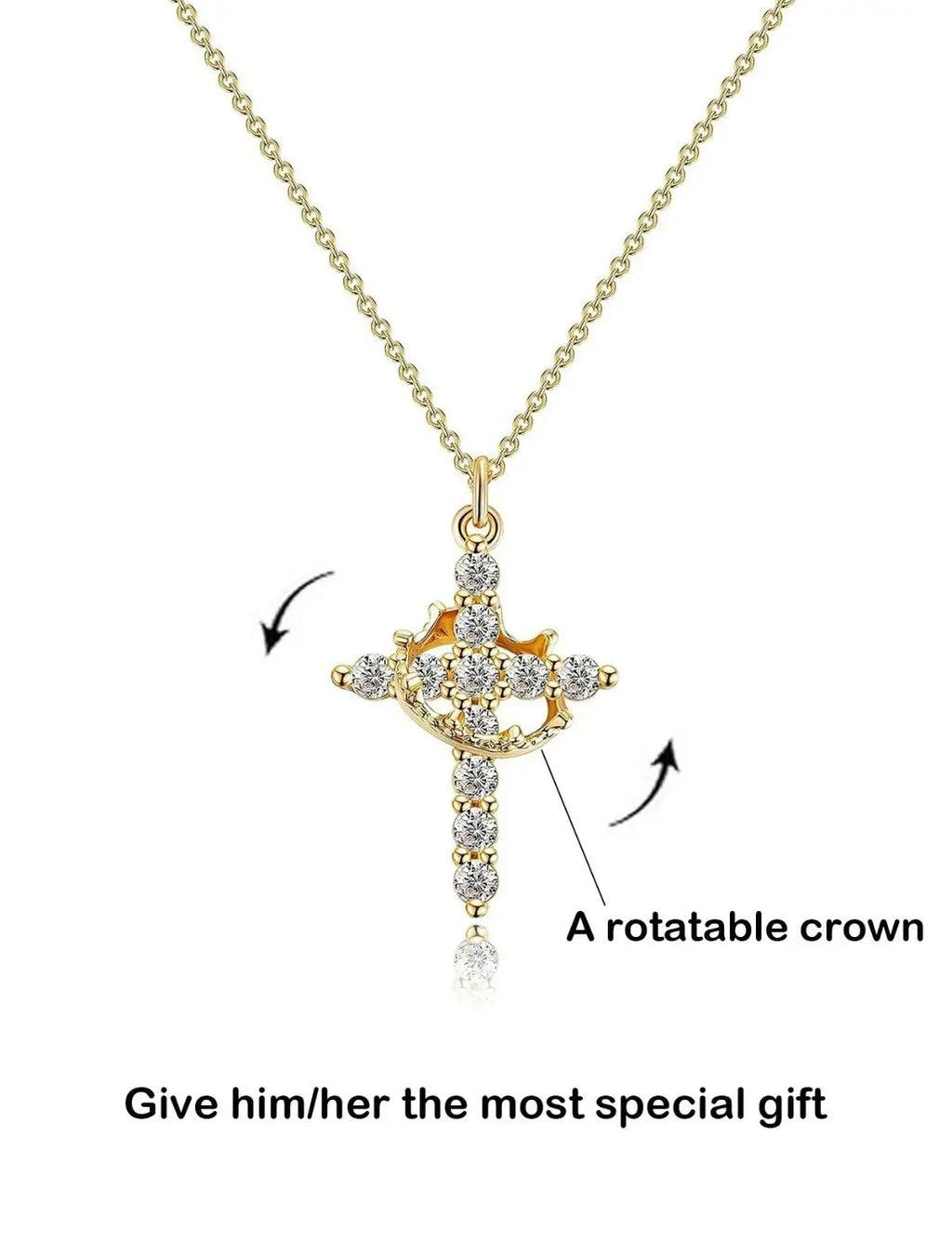 Simple Crown & Cross Pendant Choker Necklace