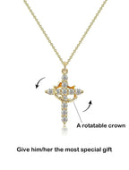 Simple Crown & Cross Pendant Choker Necklace
