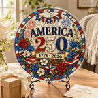 America 250th Anniversary Acrylic Puzzle Hanging Ornament â€?1776â€?026 Patriotic Stained Glass Style Window Decor
